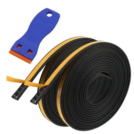 UZYXC 2 Rollen Schaumstoff-Dichtband Selbstklebend 2mmx10mmx5m + Entgrater, Wasserdichtes Dichtungsband für Auspuff Fenster Auto, Stoßdämpfend Schalldämmend Hitzebeständig