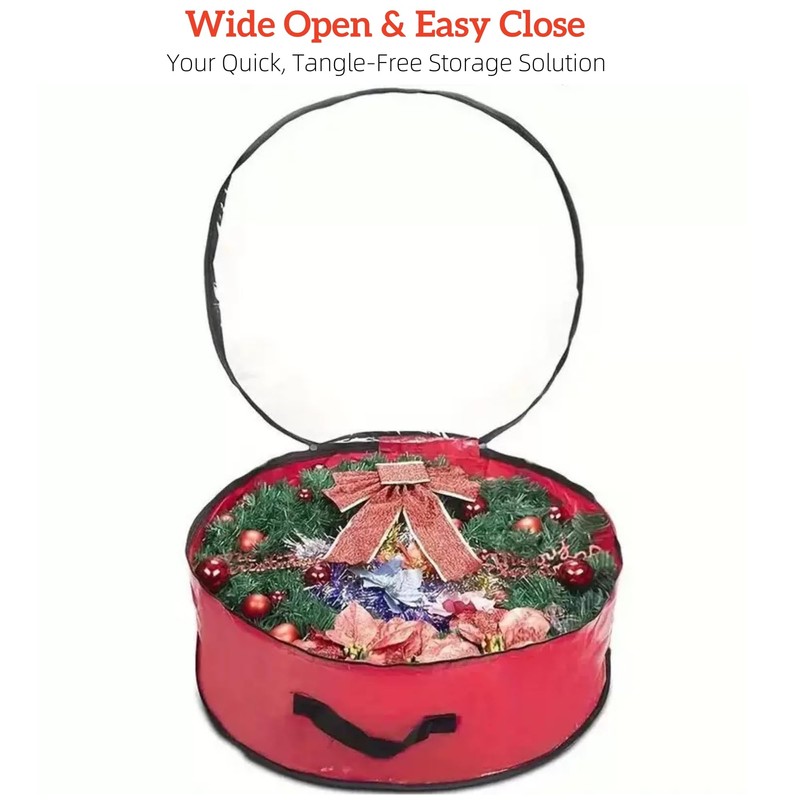 30 inch Christmas Wreath Storage Bag, Waterproof Clear PVC Top,