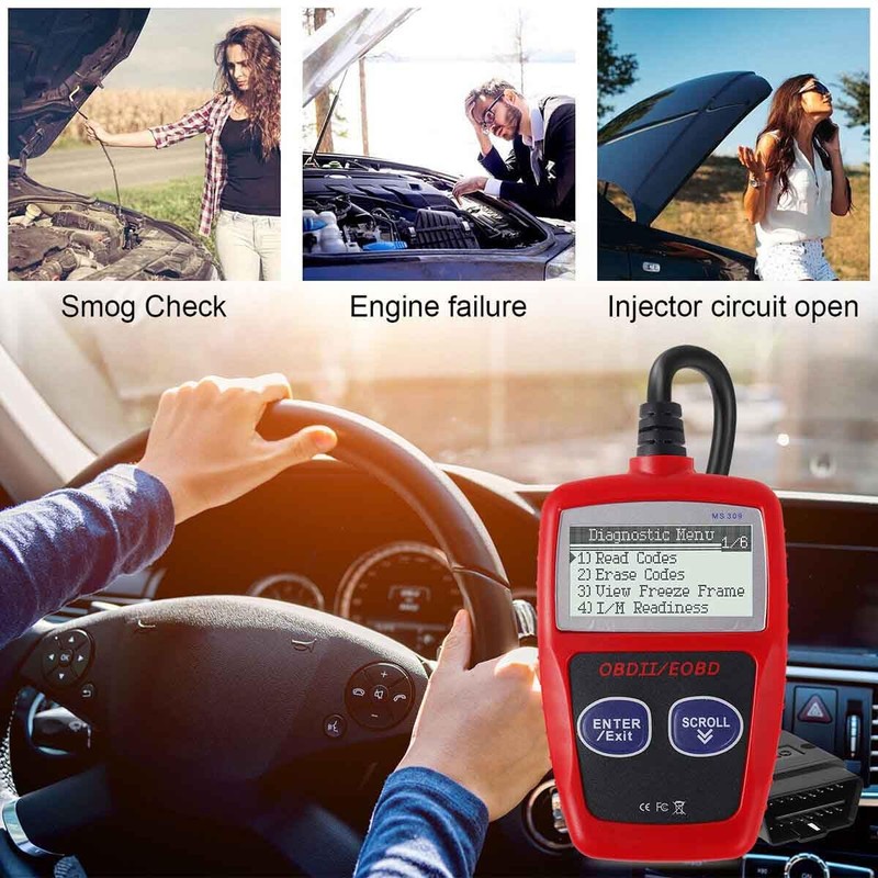Professional OBD2 Scanner AL319 Code Reader, Enhanced Check and Reset
