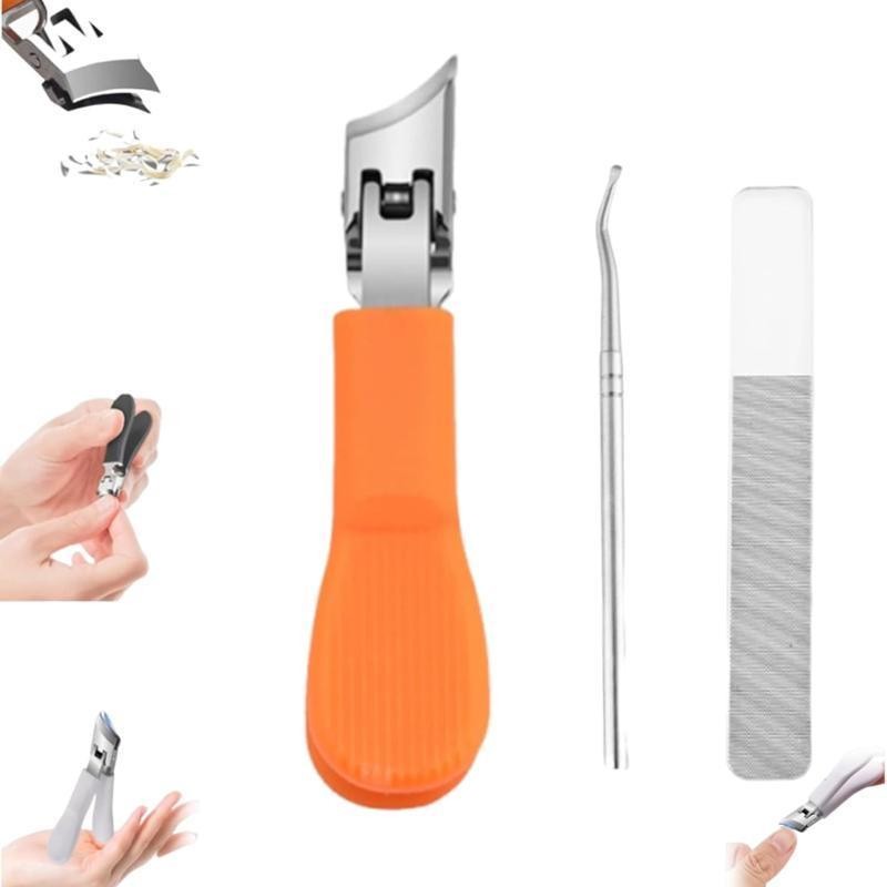 Multifunctional 3-piece set of eagle-beak angled nail clippers, household large-opening