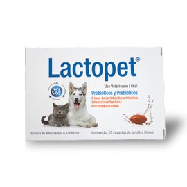 Lactopet 20 Cápsulas | Probióticos y Prebióticos para Perros y Gatos | Suplemento Digestivo y Refuerzo Inmunológico