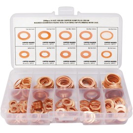 ADNEWX Pack of 200 Copper Sealing Rings Copper Rings Assortment M5 M6 M8 M10 M12 M14 Copper Sealing Ring Flat Washers for Car, Motorcycle Engine Connectors