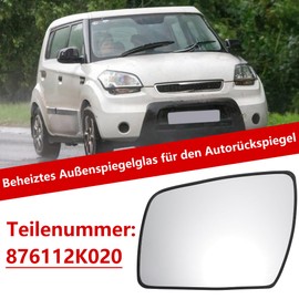 Auto-Rückspiegel,linker Fahrerseitenspiegel,Ersatz mit Trägerplatte,beheizbares weißes Glas,für KIA Soul 2009–2013, Ersatz 876112K020,1 Stück