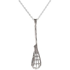 Sterling Silver Lacrosse Stick Pendant Necklace, 18 "