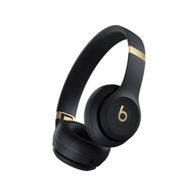 Beats Solo 4 - Wireless Bluetooth On-Ear Headphones, Apple & Android Compatible, Up to 50 Hours of Battery Life - Black & Gold (Renewed)