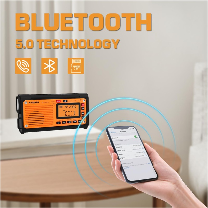 XHDATA D-608WB Portable Emergency Crank FM AM(MW) SW Radio with