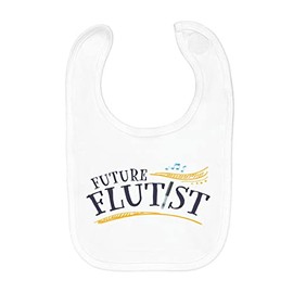 Fabulous Baby Bib Organic Cotton Future Flutist Music Flute Musician, White