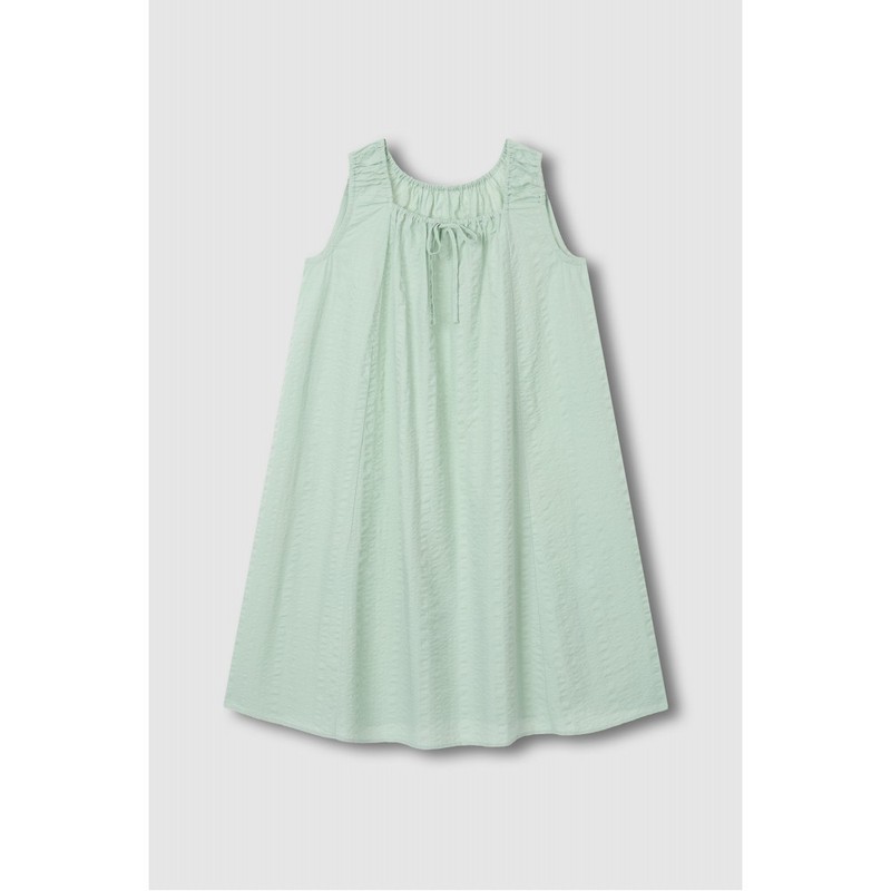 JAJU Soft Seersucker Sleeveless Pajama Dress_Mint