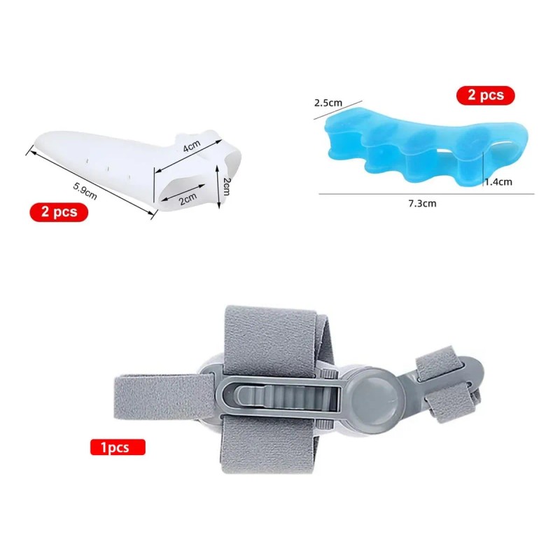 5 Pzas Corrector Y Separadores De Juanete Ajustable Gris Universal