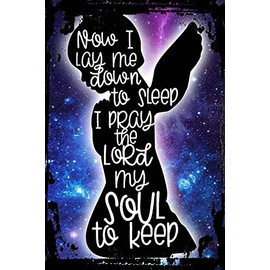 Galaxy Inspirational Wall Sign Now I lay me down to sleep prayer within child praying silhouette Metal Wall Sign Decor Funny Gift