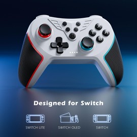 LATEC Controller für Switch, Wireless Switch Controller Kompatibel mit Switch Lite/OLED, Hall Joystick/Programmierbare Taste/6-Achsen-Gyroskop/Einstellbare Vibration/Turbo-Funktion/Bildschirmaufnahme