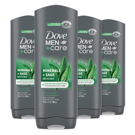 DOVE MEN  CARE Body Wash Mineral  Sage 4 Count for Mens Skin Care Effectively Washes Away Bacteria While Nourishing Your Skin, 18 oz                  