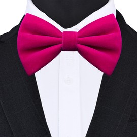 Branduce Velvet Bow Ties for Men Adjustable Pre-tie Bowtie Tuxedo Bowties for Wedding, Hot Pink, general