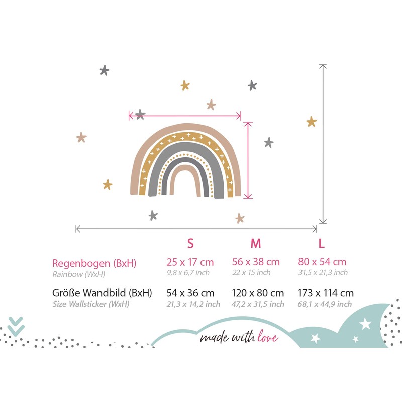 Little Deco DL924-1 Rainbow Boho Wall Sticker Stars Baby Room