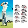 10 Pcs PU Leather Club Protective Iron Headcover, Deluxe Interior