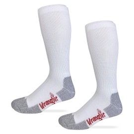 Wrangler Riggs Mens Cotton over the calf Work Boot Socks 2 Pair Pack (White, Men's Shoe Size 9-13 - Sock Size Large)