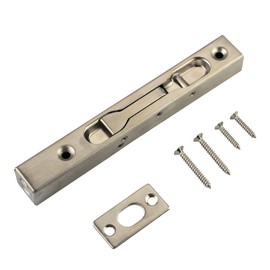 Bolt Protector Concealed Sliding Bolt Lock Stainless Steel 6 inch(15cm) Security Door Bolt Latch, for French Doors, Composite Doors, Wooden Doors, Double Doors, Virtual Doors(Silver, 6 inch)