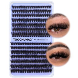 Fluffy Lash Clusters 80D+100D Thick Cluster Eyelash Extensions 10-18mm DIY Flat Lash Extension D Curl Wispy Individual Lashes False Mink Eyelashes Clusters by TOOCHUNAG