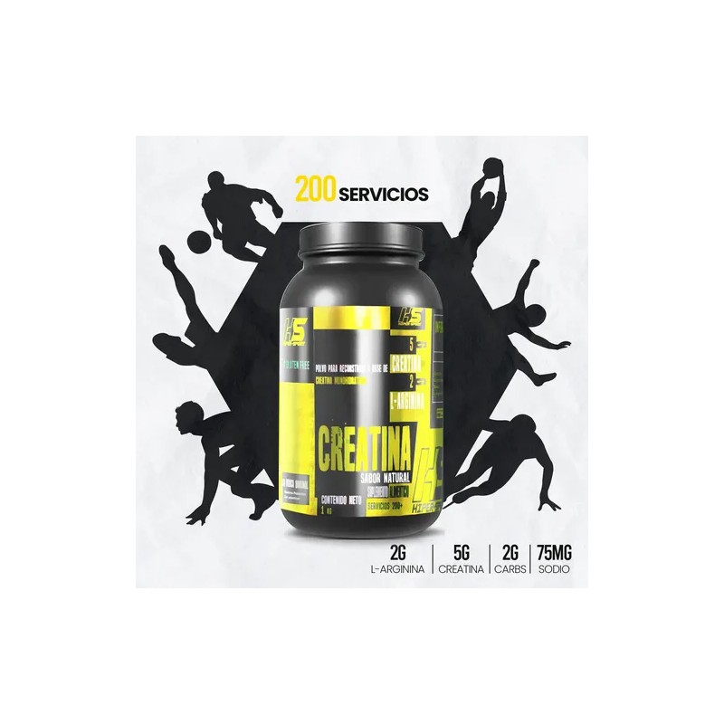 Creatina Monohidratada Hs1kg 200servicios Hiper Sports Sabor