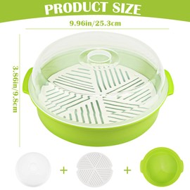 DOERDO Microwave Steamer for Cooking Microwave Vegetable Steamer with Lid, Microwave Cookware Vegetables Seafood Cooking, Green, 10Inch