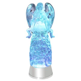 Eldnacele Snow Globe Angel, Lighted Water Glittering Swirling Crystal Angel Statue(Timer), Battery Operated Sparkling Multi-Color Changing Praying Angel Figurine for Holiday Festival Gifts for Mom