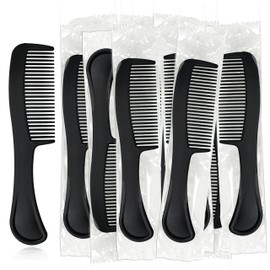 JoseHana Bulk Hair Combs, Combs Individually Wrapped, Hair Combs in Bulk for Women, Kids, Hotel, Airbnb, Shelter, Homeless, Charity, and Church (Black) (5.9 inches, 10, Count)