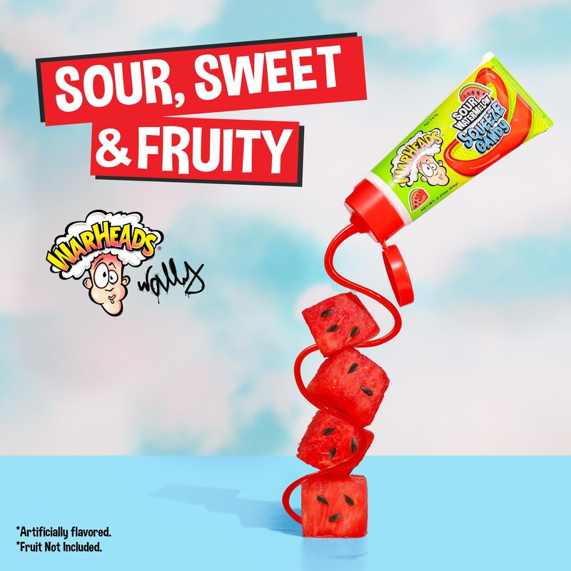 WARHEADS Sour Watermelon Squeeze Candy - Mouth-puckering Liquid Gel Candy