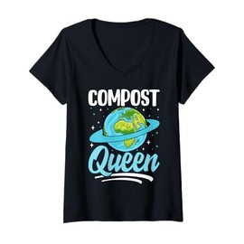 Womens Compost Queen Gardening Sustainability Eco Friendly V-Neck T-Shirt