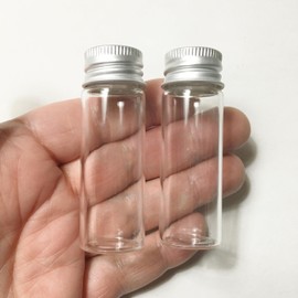 M01466 MOREZMORE 2 Miniature Glass Jars Bottles with Metal Lid 15ml 65mm Mini Prop for Puppet Dollhouse Miniature Food or Drink