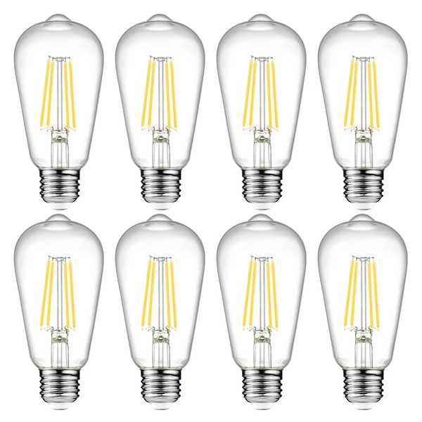 Ascher LED Edison Bulbs 6W, Equivalent 60W, High Brightness Daylight