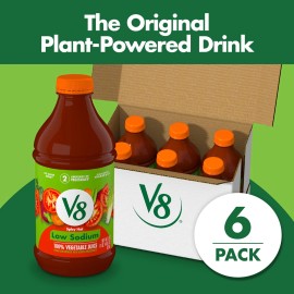 V8 Original Low Sodium Spicy Hot 100% Vegetable Juice, 46 Fl Oz (Pack of 6)