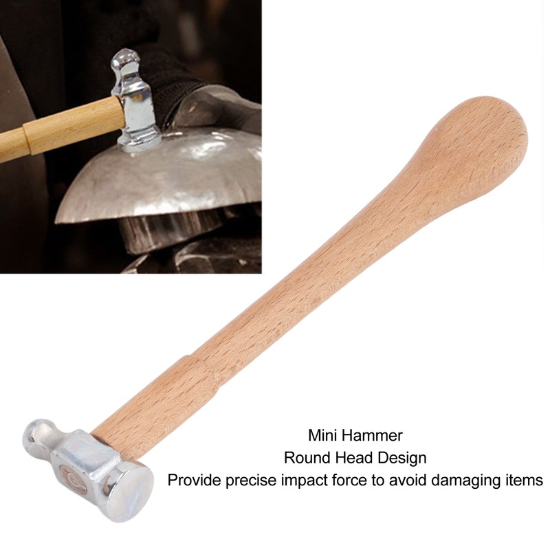 Mini Hammer High Carbon Steel Round Head Ergonomic Wooden Handle