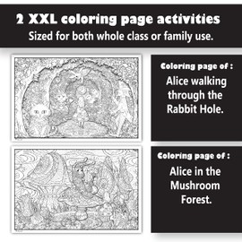 Young N Refined : 2 Pack of Giant Coloring Posters of Alice in Wonderland of mandalas folded version (18x33)