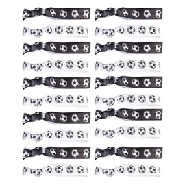 20pcs Soccer Bracelets Girl Hair Ties Soccer Hair Ties Accessories Ponytail Holders No Crease Ribbon Soccer Scrunchies for Girls Women Player Party Gifts (Soccer Design 20pcs)