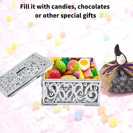 Pack of 12 Plastic Candy Boxes, Small Wedding Favours Case, Beautiful Give Away Box for Christmas, Christening, Bridal Shower, Birthday Decoration, Wedding Favours (Silver Square)