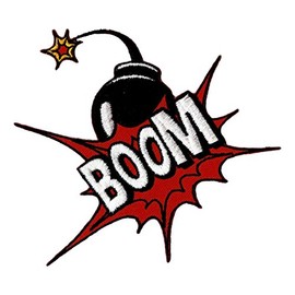 BOOM Speech Bubble Saying Sew-On Patch for Iron-On or Sew On Clothes Embroidered Iron-On Patch Applique Patch Size 10.5 x 9.5 cm