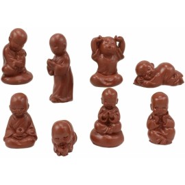 Ebros Mini Hotei Jizo Buddha Monks in Multiple Poses Miniature Figurine Set of 8