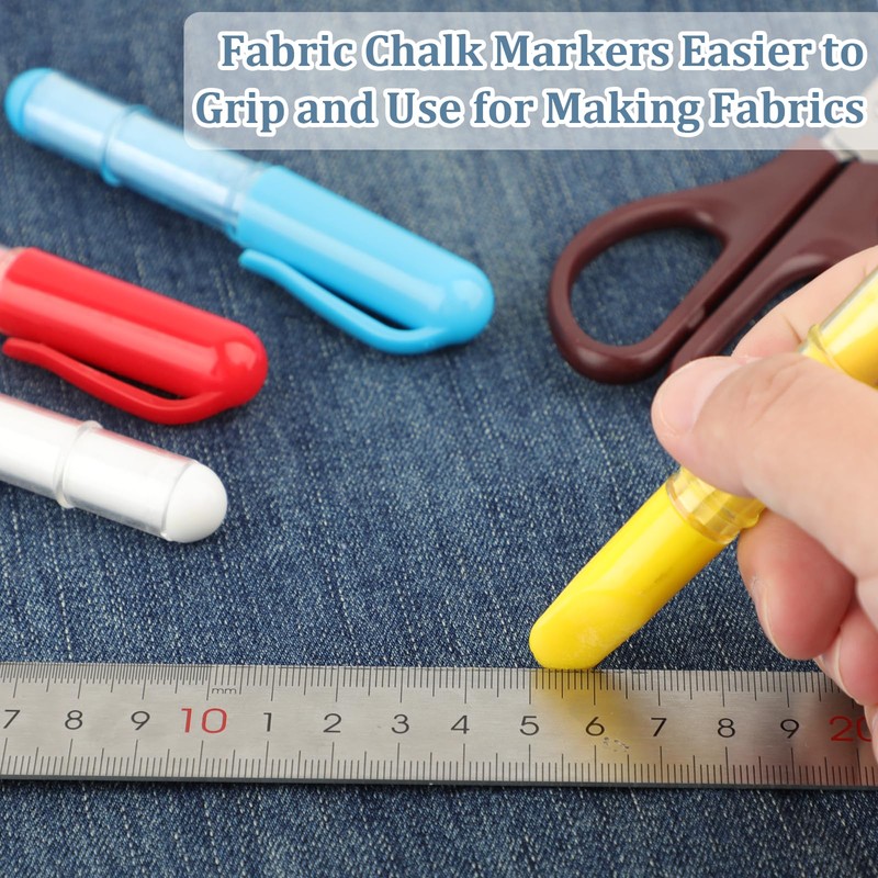 SINSETU 4 PCS Sew Fabric Chalk Markers, Fabric Chalk Pencil