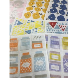 Made in Japan, 7 Piece Set, Set of 4 Assorted Patterns, 11.8 x 11.8 inches (30 x 30 cm)