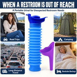 1set Urinal Car Urinal Bucket Outdoor Standing Urine Emergency Travel Portable Reusable Shrinkable Camping Toilet Urine Leak