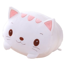 COSGOO Cute Plush Cat Stuffed Squishy Animal Cat Cylindrical Body Cat Pillow,Super Soft Cat Hugging Toy Pillow Kids Kawaii Sleeping Cat Pillow Gifts for Bedding Decor or Home Decor 8-Inch