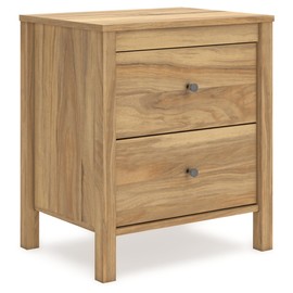 Signature Design by Ashley Bermacy Casual 2-Drawer Nightstand with Straight Legs, 24.37" Tall, Light Brown