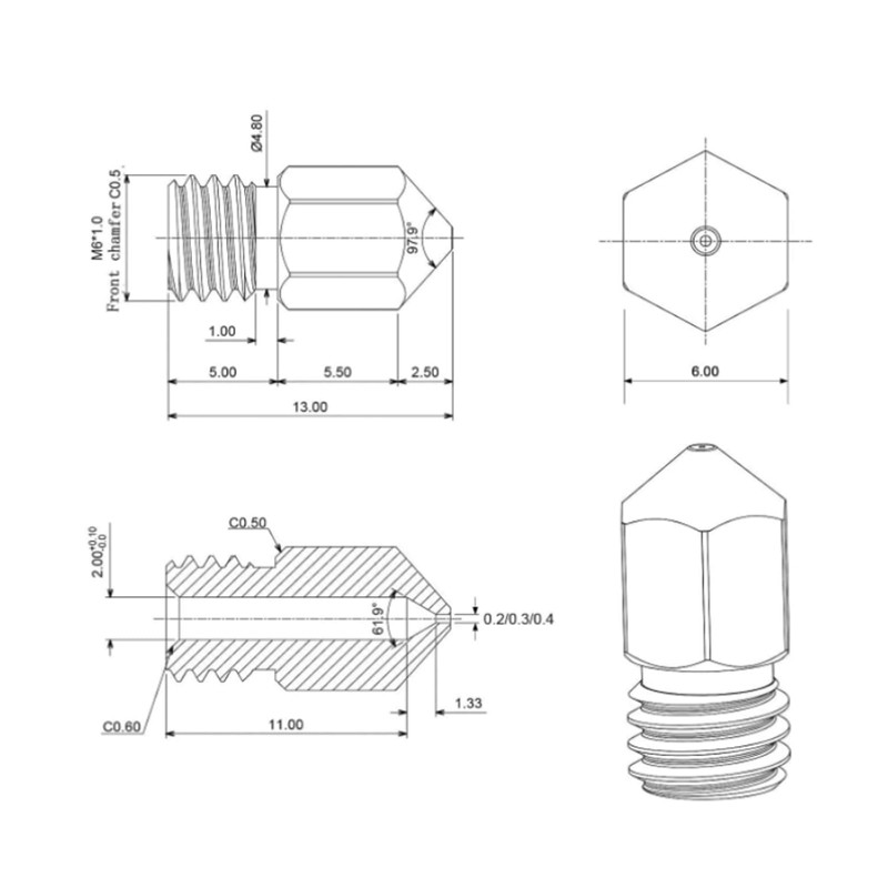 HEPHI3D Hotend Kit for TINA2 V3V5 Basic/Pro 3D Printers, not