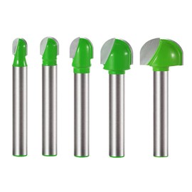 Kimlonton Carbide Trimmer/Router Bit, U-Groove Bit, Trimmer Bit (Shank Diameter 0.2 inches (6 mm), Set of 5, Carbide Router Set, For Electric Trimmers, Mortise Cutter, Chamfering Cutting Tool, Door Plate Carving, Woodworking Cutter