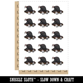 Mole Digging Mammal Popping Out of Hole Temporary Tattoo Water Resistant Fake Body Art Set Collection - 15 2" Tattoos (1 Sheet)