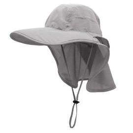 Sun Hat Men & Women UPF 50+ Mesh Summer Protection Outdoor UV Cap with Neck Flap Breathable Packable Hunting Fishing Beach Hat Gray