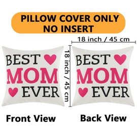 MADIZZ Best MOM Ever Throw Pillow Cover Gift Idea for Mother 18 x 18 Inch, Birthday for Mom