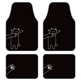 August Auto Universal Fit Cute Cat Carpet Car Floor Mats, Fit for Sedan, SUVs, Truck, Vans,Set of 4(Silver)