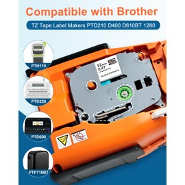 3PK 12mm 0.47 Laminated White Tape TZE-231 Replacement for Brother P Touch Label Tape TZe-231 12 mm .47 Label Maker Refills Work for Brother Ptouch PTH110 PTH103w PTD210 PTD220 PT1280