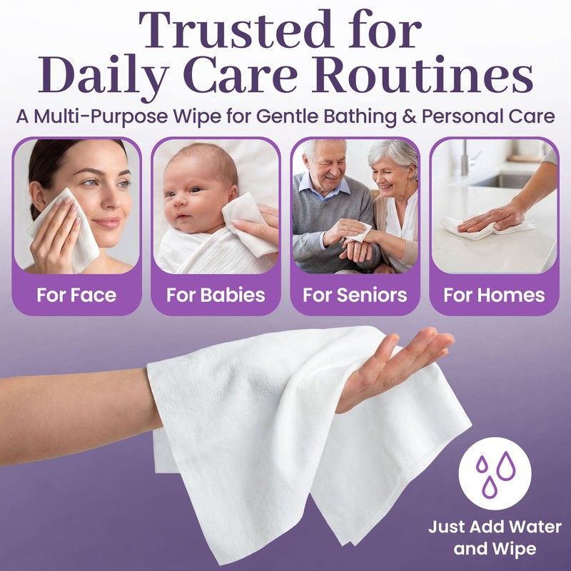 Disposable Dry Wipes, 100 Pack – Ultra Soft Non-Moistened Cleansing